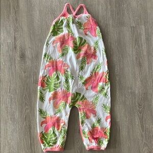 Floral Kids Jumpsuit - Pink and Green